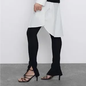 Zara Pants Jumpsuits Zara Black Split Leg Ottoman Leggings